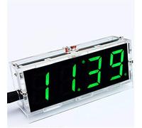 Digital Alarm Clock,LED 4 Digital Clock Timekeeping Electronic DIY Kit 51 Single Chip Easy Setting with USB Charging for Bedroom,Office,Home,Daily Life Use Green