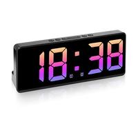 Digital Alarm Clock - LED Clock Mains Powered Electric Battery Snooze 5 Levels Adjustable Brightness 12/24h Dual Alarm, Temperature Date Time Display Voice Control for Bedroom Office Children's Room