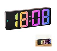 Digital Alarm Clock, LED Colorful Display, Digital Alarm Clock Mains Powered Electric Battery Alarm Clocks Bedside Alarm Clocks with Snooze Temperature Date Brightness Adjustable for bedrooms Office