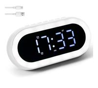 Digital Alarm Clock, LED Display Alarm Clocks Bedside with Adjustable Brightness, Super Loud Dual Alarms, Snooze, Power-Off Memory, USB Charging Port, 12/24h Temp, Battery Desk Clock for Adult Kid