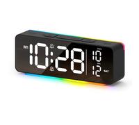 Digital Alarm Clock LED Light with Dual Alarm, Snooze, Battery or Plug In Powered, Adjustable Brightness Bedside Travel Clock for Kids Adults