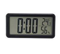 Digital Alarm Clock, Portable Black Temperature Humidity Wall Mounted Large LCD Digital Electronic Clock for Dormitory Desktop