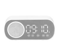 Digital Alarm Clock, Portable BT5.0 Speaker Mirror Clock, Electric Bedside Desk Clock for Office, Travel, Bedroom, LED Digital Display, HIFI FM Radio, Cordless Player