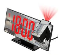 Digital Alarm Clock Projection Alarm Clock Electronic Mirror Clock with LED Screen 12/24H Temperature Snooze Memory Function Brightness Adjustable for Bedroom Home Office(Adapter Not Included)