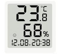 Digital Alarm Clock Ultra Thin with LCD Display Showing Time Date Day Moon Phase Temperature Humidity (3301 White)