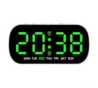 Digital Alarm Clock with Big LED Display, Multi-Function Ambient Light LED Desk Clock with Date Temperature Display, for Bedside, Bedroom(green)
