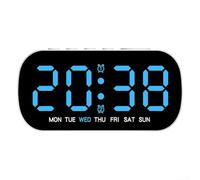 Digital Alarm Clock with Big LED Display, Multi-Function Ambient Light LED Desk Clock with Date Temperature Display, for Bedside, Bedroom(blue)