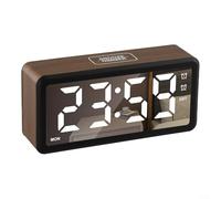 Digital Alarm Clock with Clear LED Display Featuring Adjustable Brightness, Dual Alarms, Snooze Function, and Power Failure Memory for Bedroom Settings (Brown)