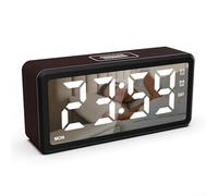 Digital Alarm Clock with Clear LED Display Featuring Adjustable Brightness, Dual Alarms, Snooze Function, and Power Failure Memory for Bedroom Settings (Rosewood)