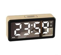 Digital Alarm Clock with Clear LED Display Featuring Adjustable Brightness, Dual Alarms, Snooze Function, and Power Failure Memory for Bedroom Settings (Wood Grain)