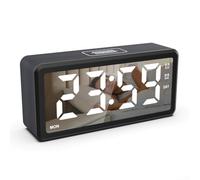 Digital Alarm Clock with Clear LED Display Featuring Adjustable Brightness, Dual Alarms, Snooze Function, and Power Failure Memory for Bedroom Settings (Black)