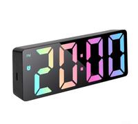 Digital Alarm Clock with Dimmable LED Display, Temperature and Calendar, 12/24-Hour Format, USB or Battery Powered, for Bedroom and Living Room(A)