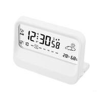 Digital Alarm Clock with Display and Visual Timer for Home Office Bedroom Use, 60-Minute Countdown, Adjustable Backlight, Si(White)