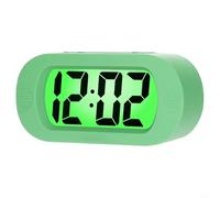 Digital Alarm Clock with Large LCD Display| Snooze Function and Soft Night Light| Shockproof Silicone Cover for Travel| Bedroom| Office| Desk or Kitchen| Battery or USB Powered(green)