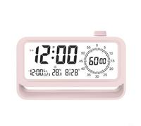 Digital Alarm Clock with LED Backlight & USB Charging - Silent Non Ticking Bedside Clock with 3 Alarms, Temperature Display, Snooze Function for Bedroom Office Kids(Pink)