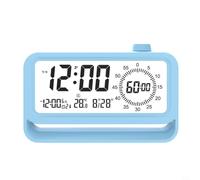 Digital Alarm Clock with LED Backlight & USB Charging - Silent Non Ticking Bedside Clock with 3 Alarms, Temperature Display, Snooze Function for Bedroom Office Kids(Blue)