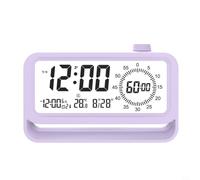 Digital Alarm Clock with LED Backlight & USB Charging - Silent Non Ticking Bedside Clock with 3 Alarms, Temperature Display, Snooze Function for Bedroom Office Kids(Purple)