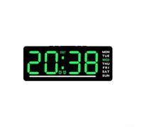 Digital Alarm Clock with LED Display, 5-Level Brightness, 12/24H Format, Temp Sensor, DC/Battery Power for Car, RV, Yacht, Home, Office(Green)