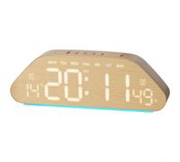 Digital Alarm Clock with LED Display, Dual Alarm, Temperature Display and Night Light, Dimmable, USB Powered, Compact Table Clock for Bedroom and Office, Modern Design (B Yellow)