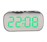 Digital Alarm Clock with Mirror Display and Adjustable Brightness, LED Time Date Temperature Show, 5 Levels Dimming Night Mode, 12/24 Hour Switchable for Bedroom Office Desktop(B-Green)