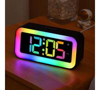 Digital alarm clock with Night Light for Bedrooms, Super Loud Alarm Clock with Simple LED Display 8 RGB Night light & 7 RGB Digital, Dual Alarm, Dimmer, Alarm Clocks Bedside for kids and Adults