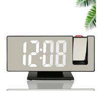 Digital Alarm Clock with Projection, Mirror Bedside Clock, 180° Rotating Light Projector, 4-Level Brightness Adjustment, Wireless Charging Port, Battery/Main Powered, Silent Mode for Home Decor(Black)