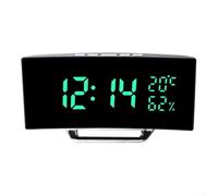 Digital Alarm Clock with Temperature Humidity Display Large LED Screen Silent Non Ticking Bedside Clock for Bedroom Office Desk White Green 166x84x45mm(green)