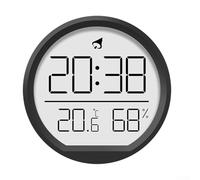 Digital Alarm Clock with Thermometer and Hygrometer, Slim Electronic Clock with Table Stand and Magnetic Back for Kitchen, Bedroom, Office(black)