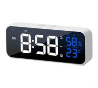 Digital Alarm Clock with USB Charger Port Large LED Display Dual Alarms Temperature Humidity Bedside Clock for Heavy Sleepers Kids Teens Black 16.8cm(White)