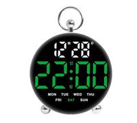 Digital Alarm Clock with Voice Control| LED Display Shows Time Temperature Date| 3-Level Brightness Adjustment| Night Mode| Power-Off Memory| Round Design for(green)