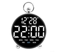 Digital Alarm Clock with Voice Control| LED Display Shows Time Temperature Date| 3-Level Brightness Adjustment| Night Mode| Power-Off Memory| Round Design for(White)