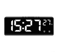 Digital Alarm Clock with Voice Control, LED Display Temperature Monitor, 5-Level Brightness Snooze Function, Hands-Free Clap Activation for Bedroom Bedside Desk Decor, Black(Black shell white)