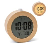 Digital alarm clock, wooden bedside table clock, snooze, backlight