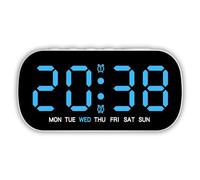 Digital Alarm Clocks for Bedrooms, LED Digital Clock with 5 Level Brightness, Battery/USB Powered Clock with Dual Alarms, Snooze, Tempreture, weeks, 12/24H, Desk Clocks for Kids Adults Elderly (Blue)