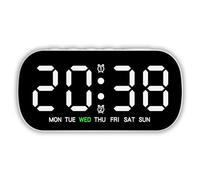 Digital Alarm Clocks for Bedrooms, LED Digital Clock with 5 Level Brightness, Battery/USB Powered Clock with Dual Alarms, Snooze, Tempreture, weeks, 12/24H, Desk Clocks for Kids Adults Elderly (White)