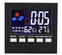 Digital Alarm, Multipurpose Sound Control Bedroom Electric Clock Backlight Thermometer Hygrometer Day Calendar Alarm Clock Elderly Sleep Timer Large Display Living Room Decor Gifts for Home Office