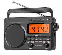 Digital AM FM Shortwave Radio 4000mAh Rechargeable Battery Black | Portable Radio with Best Reception NOAA Weather Alert, Big Speaker,Stereo Earphone,Support Micro SD Card and USB MP3 Player