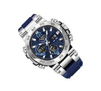 Digital and Analogue Watch - Bracelet with Double Display | Casual Style - for Daily Use Formal Informal Office Travel and Commute, Blue Silver, Consulte la descripción, Bracelet