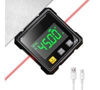 Digital Angle Finder with Laser, 4-Side Magnetic Digital Angle Gauge with Backlight Digital Level Box with LED Display USB Rechargeable Cube Inclinometer for Woodworking Carpentry DIY Projects
