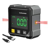 Digital Angle Finder with Laser, 4-Side Strong Magnetic Digital Level with LED Display, USB Rechargeable Inclinometer Level, Professional Laser Angle Gauge Tool for Woodworking Construction
