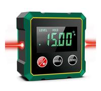 Digital Angle Finder with Laser, USB Rechargeable Magnetic Digital Spirit Level, Strong Base & LCD Display Backlight Protractor Inclinometer for Woodworking Construction (Green)