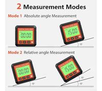 Digital Angle Finder with Magnetic Base, LCD Level Protractor Inclinometer Tool for Woodworking and Automotive 4x90° Range ABS Plastic 58x58x25mm