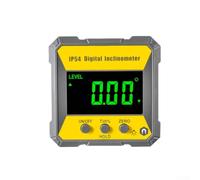 Digital Angle Gauge Magnetic Type-C Rechargeable Waterproof Inclinometer for Woodworking 0-90° Silver Tool