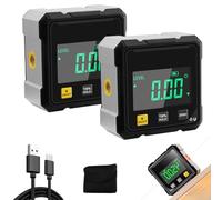 Digital Angle Gauge with Laser, 4-Sided Inclinometer, Backlight LCD, USB Charging for Table Saw and Miter Saw - 2 Pack
