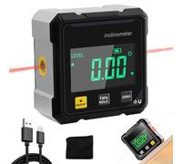 Digital Angle Gauge with Laser, 4-Sided Inclinometer, Backlight LCD, USB Charging for Table Saw and Miter Saw - 2 Pack