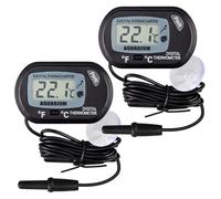 Digital Aquarium Thermometer Fish Tank Temperature Monitor with Probe and Suction Cup, 2PCS Water Temperature Gauge for Aquarium, Reptile Thermometer with LCD Display °C/°F Switch