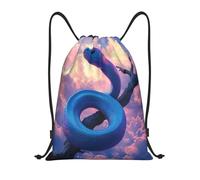 Digital Art Blue Snake Cloudscape Sunset Branch Sport Sack Gym Bag Unisex Versatile Drawstring Bag For Picnic Travel Party 36X42Cm
