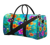 Digital Art Colorful Flowers Travel Duffel Bag Sports Tote Gym Bag Waterproof Tear-Resistant Carry On Overnight Bag Foldable Weekender Bag for Gym Travel Getaway Beach Sports