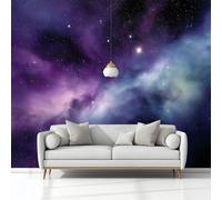 Digital Art Galaxy Background Non-Woven Wallpaper 400 x 280 cm Bedroom Wall Mural, Indigo Photo Wallpaper Poster Wall Covering, for Children’s Room Home Restaurant Living Room Hallway
