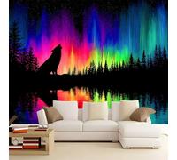 Digital Art Neon Lights Forest Wall Mural, Non-Woven Panoramic Wallpaper 250 x 175 cm (W x H) Multicolor Murals for Living Room & Bedroom Decor- Home Poster
